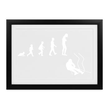 Evolution vom Baby zum Downhill Ski Fahrer - Gerahmtes Poster (37 × 27 cm) - Schwarz - Vorne