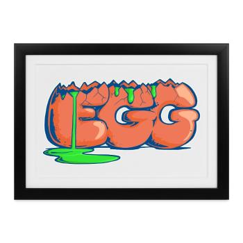 Ei, gezogenes Wort - Gerahmtes Poster (37 × 27 cm) - Schwarz - Vorne
