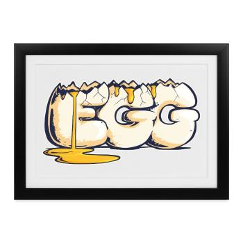 Ei, gezogenes Wort (2) - Gerahmtes Poster (37 × 27 cm) - Schwarz - Vorne