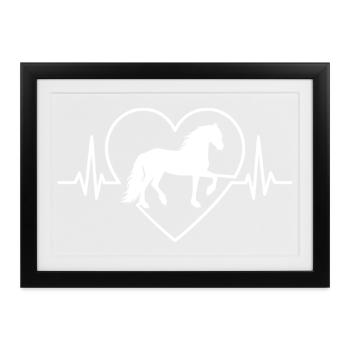 Pferde Shirt, Friesenpferd Friesländer Friesland - Gerahmtes Poster (37 × 27 cm) - Schwarz - Vorne