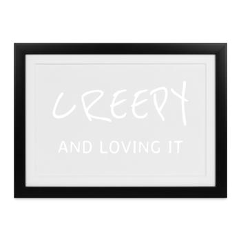 Fettgedruckter, handgeschriebener, gruseliger Slogan auf schwarzem T-Shirt - Gerahmtes Poster (37 × 27 cm) - Schwarz - Vorne