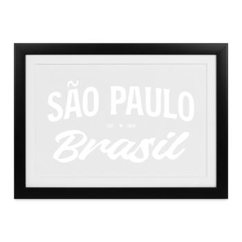 Sao Paulo Brasil Retro Script - Gerahmtes Poster (37 × 27 cm) - Schwarz - Vorne