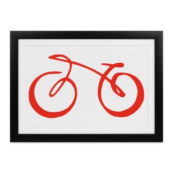 Rotes minimalistisches Fahrrad - Gerahmtes Poster (37 × 27 cm) - Schwarz - Vorne