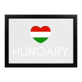 Herz mit ungarischer Flagge, ungarischer Stolz - Gerahmtes Poster (37 × 27 cm) - Schwarz - Vorne