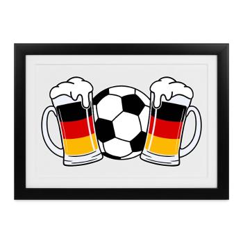Fussball Deutschland Bier - Gerahmtes Poster (37 × 27 cm) - Schwarz - Vorne