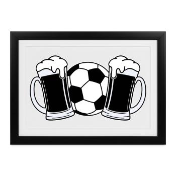 Fußball Bier - Gerahmtes Poster (37 × 27 cm) - Schwarz - Vorne
