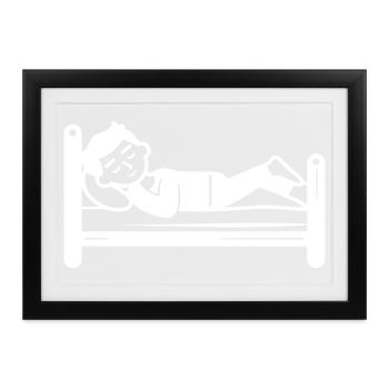 Schlafen Bett - Gerahmtes Poster (37 × 27 cm) - Schwarz - Vorne