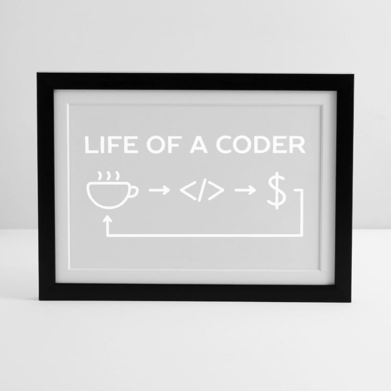 Programmierer-Leben eines Codier-Hemdes Gerahmtes Poster (37 × 27 cm)