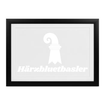 Härzbluetbasler Basel Wappen - Gerahmtes Poster (37 × 27 cm) - Schwarz - Vorne