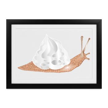 Schnecke mit Sahnehaube als Schneckenhaus - Gerahmtes Poster (37 × 27 cm) - Schwarz - Vorne