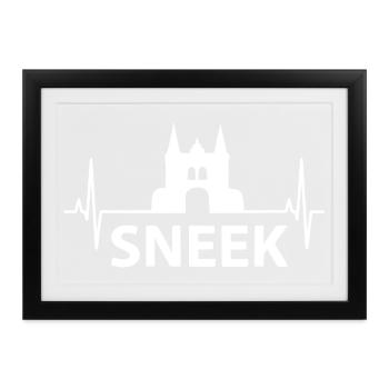 Sneek Heartbeat Friesland Design - Gerahmtes Poster (37 × 27 cm) - Schwarz - Vorne