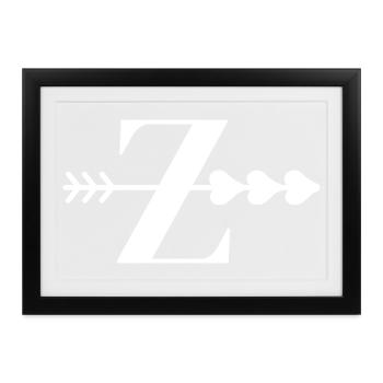 Buchstaben z, Pfeilherz - Gerahmtes Poster (37 × 27 cm) - Schwarz - Vorne