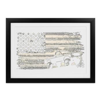 Robuste Americana-Lkw-Flagge - Gerahmtes Poster (37 × 27 cm) - Schwarz - Vorne
