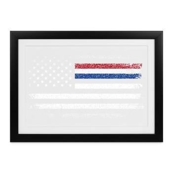 Robuste amerikanische Flagge mit blauem Akzent - Gerahmtes Poster (37 × 27 cm) - Schwarz - Vorne