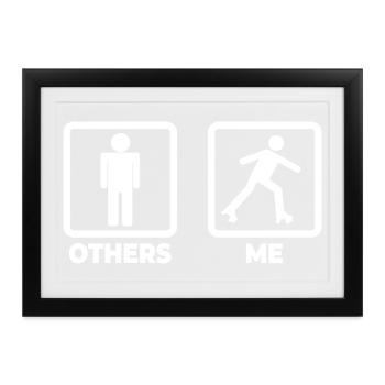 Roller Skater Strichmännchen - Gerahmtes Poster (37 × 27 cm) - Schwarz - Vorne