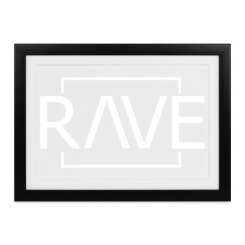 RAVE Design Techno Musik Festival - Gerahmtes Poster (37 × 27 cm) - Schwarz - Vorne