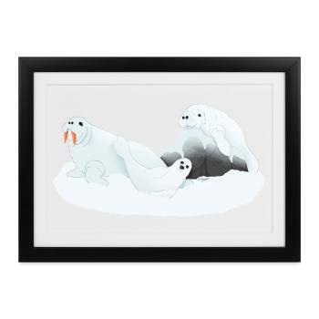Tazz Gespräche | Arktische Schlummerrobben - Gerahmtes Poster (37 × 27 cm) - Schwarz - Vorne