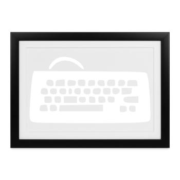 Retro Computer Tastatur weiß Vintage 80er 90er  - Gerahmtes Poster (37 × 27 cm) - Schwarz - Vorne