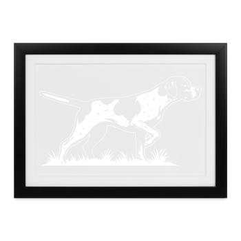 English Pointer On Point – Jagdhund Vogelhund - Gerahmtes Poster (37 × 27 cm) - Schwarz - Vorne