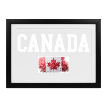 Distressed Kanada Maple Flagge - Gerahmtes Poster (37 × 27 cm) - Schwarz - Vorne
