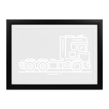 Laster Lkw Fahrzeug - Gerahmtes Poster (37 × 27 cm) - Schwarz - Vorne