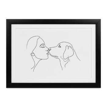 Minimalistische Golden Retriever Mama Linienkunst Liebe - Gerahmtes Poster (37 × 27 cm) - Schwarz - Vorne