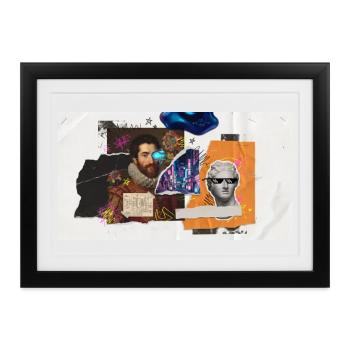 Cyberpunk mixed media collage with classical portr - Gerahmtes Poster (37 × 27 cm) - Schwarz - Vorne