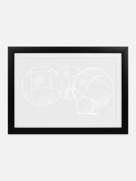 Boulekugeln für Bouler und Petanque Spieler - Gerahmtes Poster (37 × 27 cm) - Schwarz
