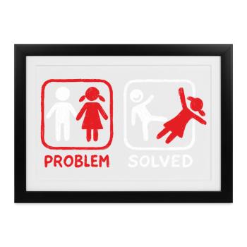 Problem Solved - Gerahmtes Poster (37 × 27 cm) - Schwarz - Vorne