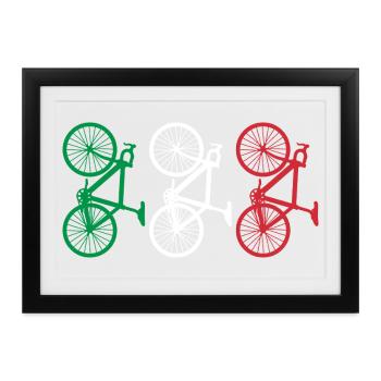 Fahrrad Radsport Italien  - Gerahmtes Poster (37 × 27 cm) - Schwarz - Vorne