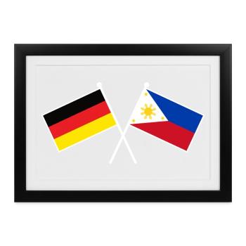 Germany x Philippines Crossed Friendship Flags - Gerahmtes Poster (37 × 27 cm) - Schwarz - Vorne