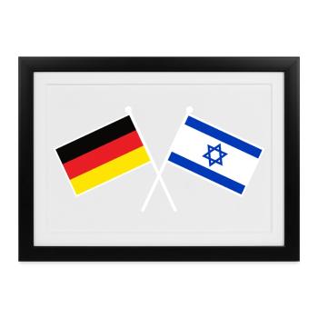 Germany x Israel Crossed Friendship Flags - Gerahmtes Poster (37 × 27 cm) - Schwarz - Vorne