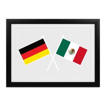 Germany x Mexico Crossed Friendship Flags - Gerahmtes Poster (37 × 27 cm) - Schwarz - Vorne