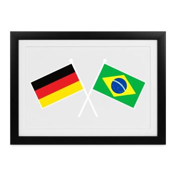 Germany x Brazil Crossed Friendship Flags - Gerahmtes Poster (37 × 27 cm) - Schwarz - Vorne