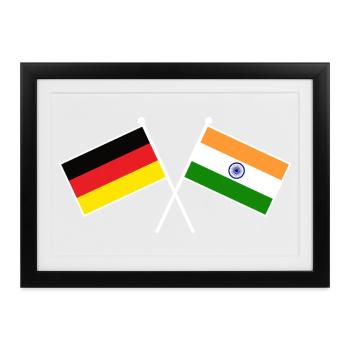 Germany x India Crossed Friendship Flags - Gerahmtes Poster (37 × 27 cm) - Schwarz - Vorne