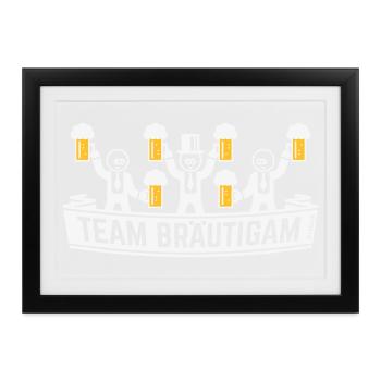 Team Bräutigam (JGA Polterabend Bierkrüge / NEG2C) - Gerahmtes Poster (37 × 27 cm) - Schwarz - Vorne