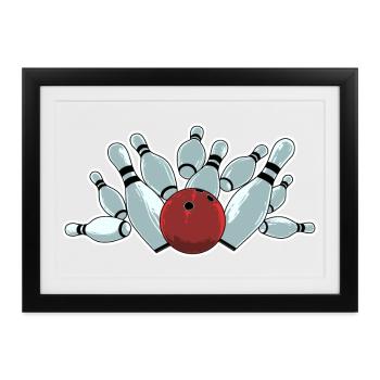 Bowling Strike - Gerahmtes Poster (37 × 27 cm) - Schwarz - Vorne