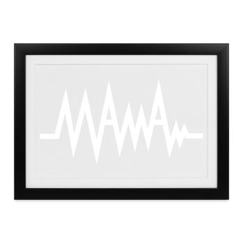Mama EKG Geschenk Idee, Schwangerschaft Herzschlag - Gerahmtes Poster (37 × 27 cm) - Schwarz - Vorne