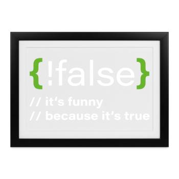 false – Lustiger Programmierer Spruch - Gerahmtes Poster (37 × 27 cm) - Schwarz - Vorne