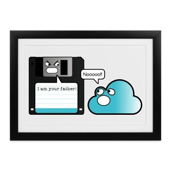 Blague informatique père mémoire mémoire nuage - Affiche encadrée (37 × 27 cm) - noir - Devant