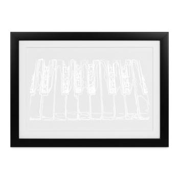 Klaviertaste Pianist - Gerahmtes Poster (37 × 27 cm) - Schwarz - Vorne