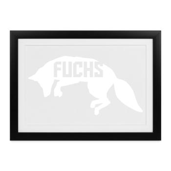 Fuchs im Sprung: Comic, Kawaii & Manga Style - Gerahmtes Poster (37 × 27 cm) - Schwarz - Vorne