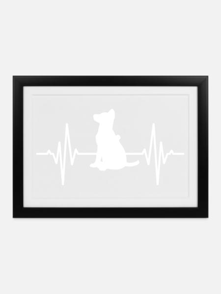 Schäferhund Herzlinie - Gerahmtes Poster (37 × 27 cm) - Schwarz
