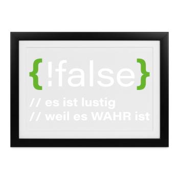 false - Lustiger Programmierer Spruch - Gerahmtes Poster (37 × 27 cm) - Schwarz - Vorne