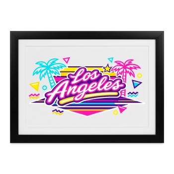 Los Angeles Neon Pink - Gerahmtes Poster (37 × 27 cm) - Schwarz - Vorne