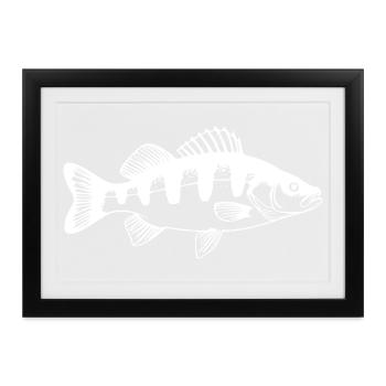 Angler Barsch Fisch Angeln Geschenk Angelsport - Gerahmtes Poster (37 × 27 cm) - Schwarz - Vorne
