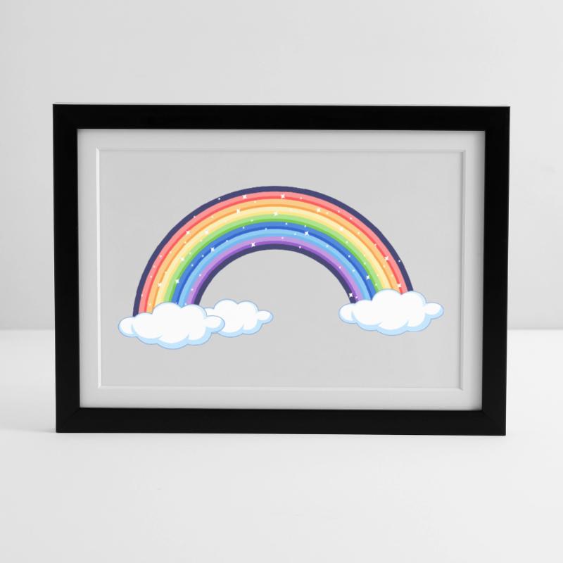 Lebendiger Regenbogen über den Wolken Gerahmtes Poster (37 × 27 cm)