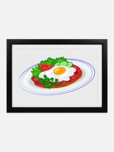 Traditionelles Englisches Frühstück - Gerahmtes Poster (37 × 27 cm) - Schwarz