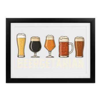 Craft Beer Vintage-Beergetarianische Heimbraukunst - Gerahmtes Poster (37 × 27 cm) - Schwarz - Vorne