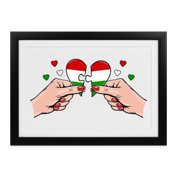 Ungarn Frauenhände Herzpuzzle - Gerahmtes Poster (37 × 27 cm) - Schwarz - Vorne